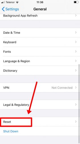Click on Reset - how to detect spyware on iPhone