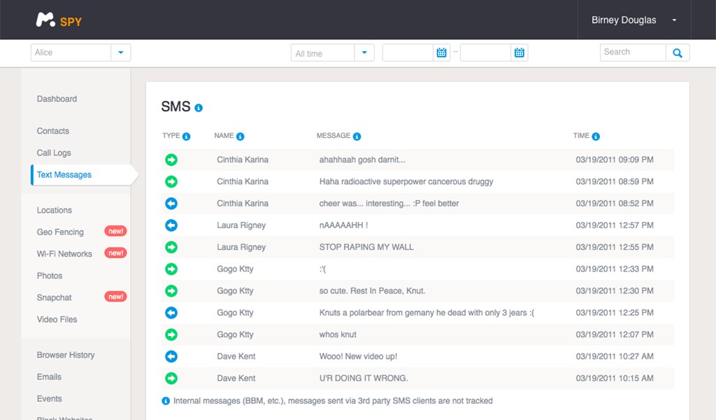 mSpy interface