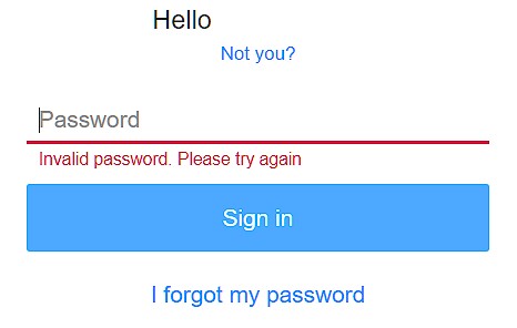 Yahoo mail wrong password