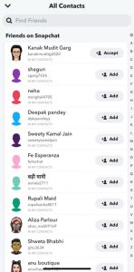 Snapchat contact list