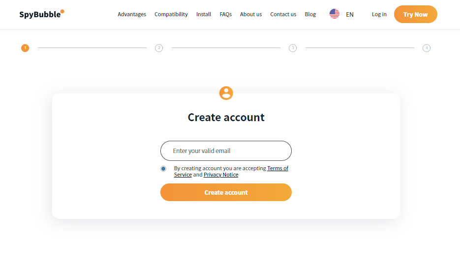Create SpyBubble account