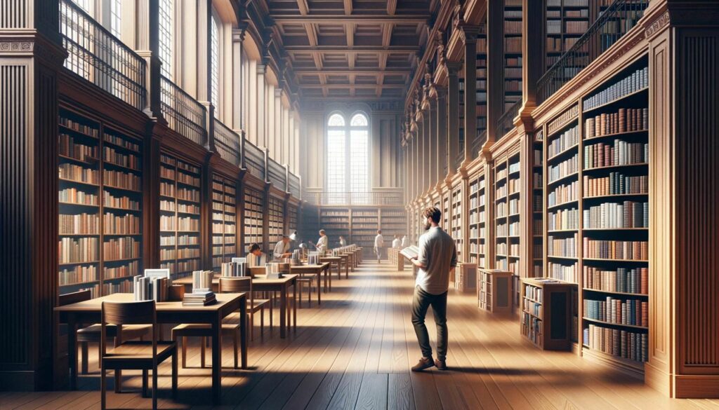 Man Visiting The Library